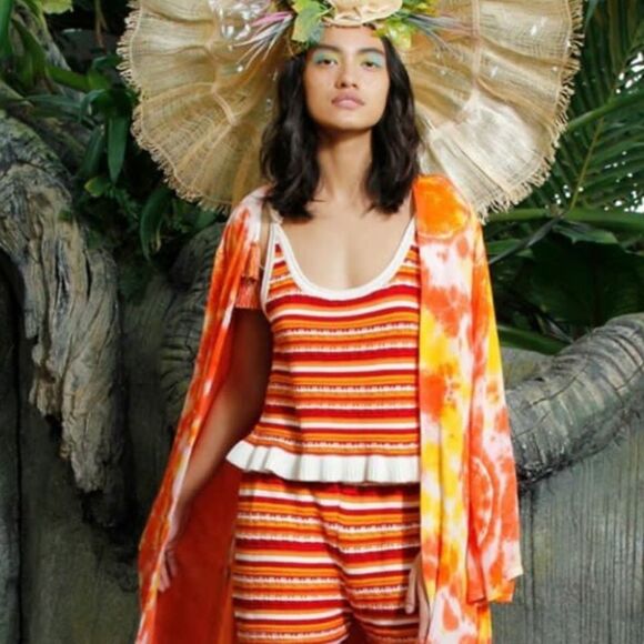 All Things Mochi NWT Knit Strappy Tank Top Rainbow Stripe Tassels Boho Festival - Picture 3 of 9